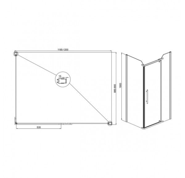 Душевая кабина Mirsant без поддона Квадро / Quadro 90*120