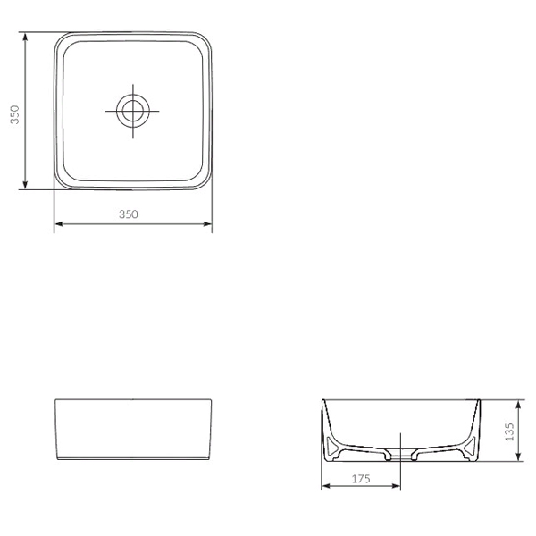 Раковина накладная Cersanit Креа (Crea) 35 square, 64753