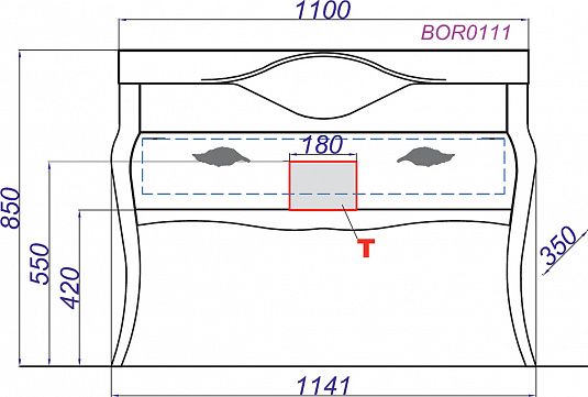 Тумба напольная Clarberg Borgia 110 с раковиной Brodway 110, цвет черный мат с патиной медь, BOR0111