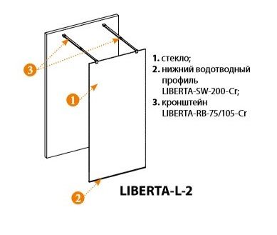 Душевая перегородка Cezares Liberta 130*195 см, с возможностью двустороннего входа, прозрачное стекл