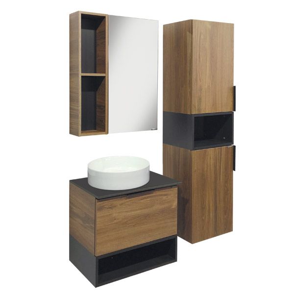 Зеркало-шкаф Comforty Штутгарт-60 дуб тёмно-коричневый