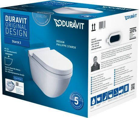 Унитаз подвесной Duravit Starck 3 Rimless с сиденьем микролифт, 45270900A1
