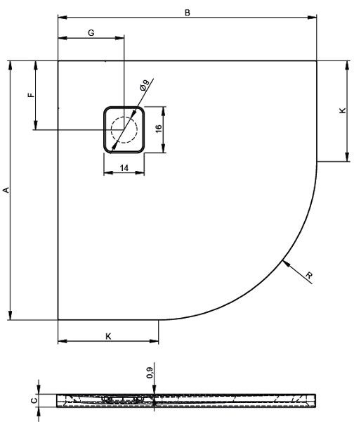 Душевой поддон Riho BASEL 451 90х90, черный матовый, хром, DC981700000000S