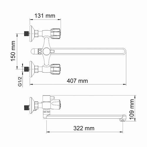 Смеситель для ванны WasserKRAFT Amper 2900, 2902L