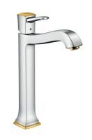 Смеситель для раковины Hansgrohe Metropol Classic 260, со сливным гарнитуром, хром/золото, 31303090