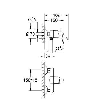Смеситель для душа, однорычажный Grohe BauLoop 23340000