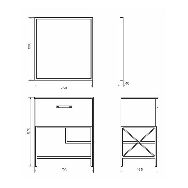Тумба-умывальник Comforty Бредфорд-75 дуб темный с раковиной Comforty 75E, 00-00008074