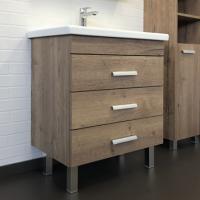 Тумба-умывальник Comforty "Никосия-70Н" дуб темный с раковиной COMO 70 , 00-00008854CF