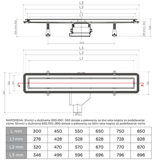 Душевой лоток Pestan Confluo Premium Line 750, 13100005