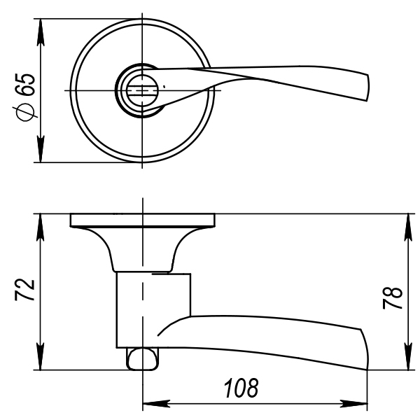 Ручка защелка Ajax DK610 PB-ET (6010 PB-E) (кл./фик.) золото