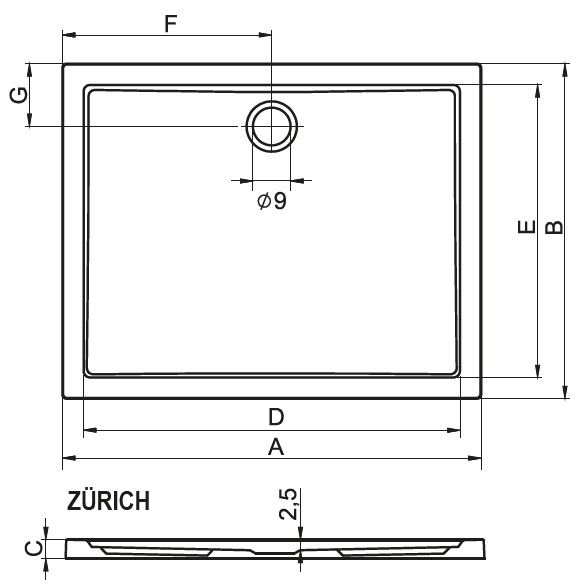 Душевой поддон Riho ZURICH 254 120х90, DA6200500000000