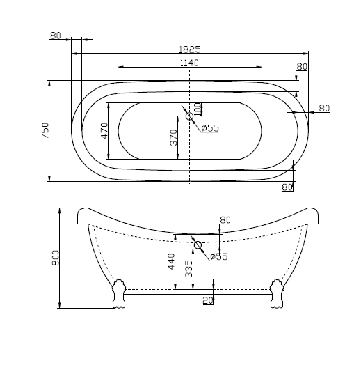 Ванна акриловая BelBagno 182.5*75 см, белая, BB05