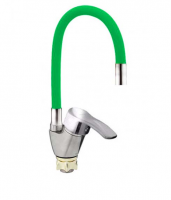 Смеситель для кухни Zerix YUB REFLECTOR GREEN с гибким изливом, хром/зеленый, ZX0255