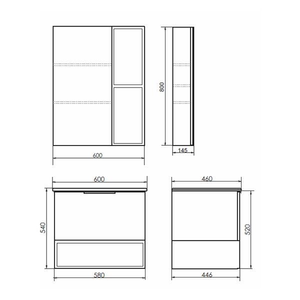 Зеркало-шкаф Comforty "Франкфурт-60" бетон светлый