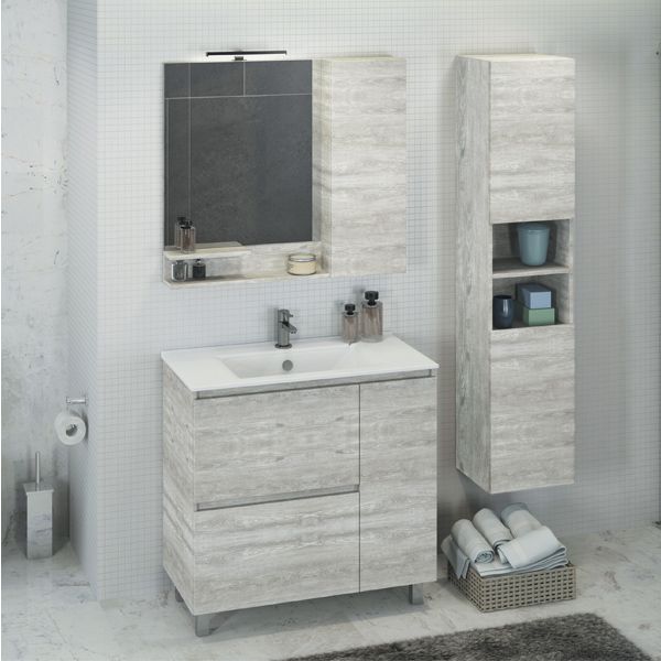 Зеркало-шкаф Comforty "Верона-90" дуб белый
