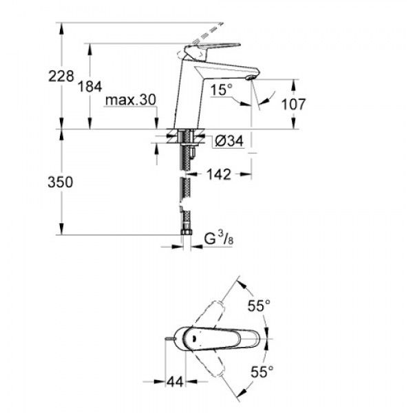 Cosmopolitan Смеситель для раковины, однорычажный Grohe Eurodisc 23449002