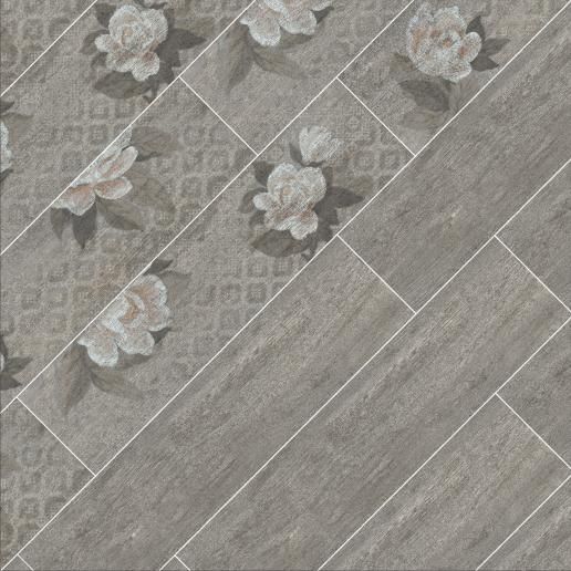 Керамогранит Kerama Marazzi Поджио 20х80 Цветы серый светлый SG704500R