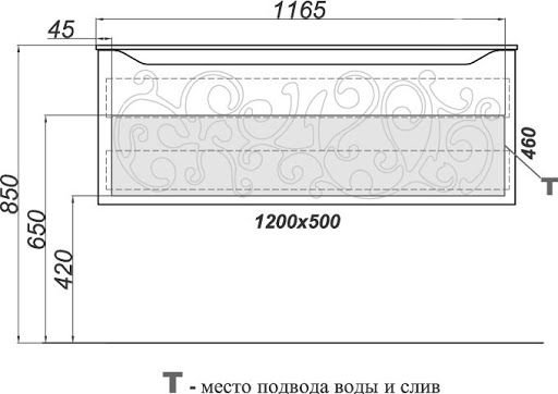 Тумба Clarberg Elegance 120 с умывальником Elegance 1200 подвесная, цвет белый/золото, EL0112GL