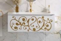 Тумба Clarberg Elegance 120 с умывальником Elegance 1200 подвесная, цвет белый/золото, EL0112GL