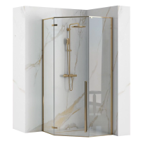 Душевая кабина Rea Diamond Gold 90*90*195, прозрачное стекло, золотой профиль, без поддона, REA-K490