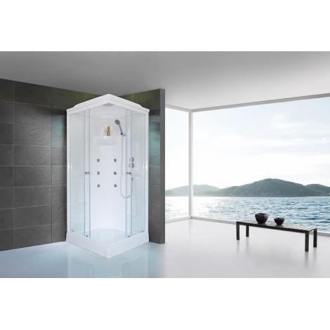 Гидромассажный бокс Royal Bath 90х90х217, матовое стекло, белый профиль, RB 90HP2-М