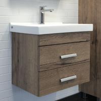 Тумба-умывальник Comforty "Никосия-60П" дуб темный с раковиной Fest 60 F01, 00-00008853CF
