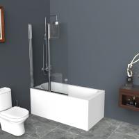 Шторка для ванны BelBagno 900x1500, прозрачное стекло, хромированный профиль, UNO-V-2-90/150-C-Cr