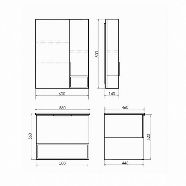 Тумба Comforty "Франкфурт-60" бетон светлый с раковиной COMFORTY 60e