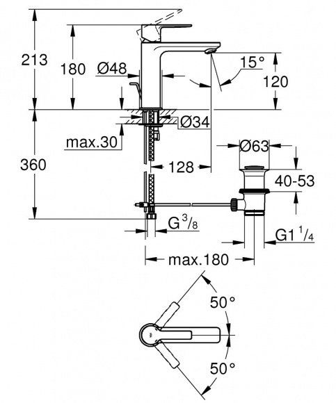 Смеситель для раковины Grohe  Lineare New, хром, 32114001