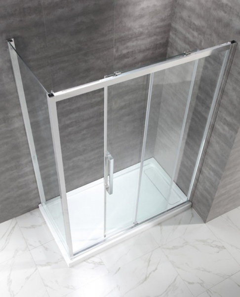 Душевая кабина Cezares Lux Soft 150*80*200 см, прозрачное стекло, хромированный профиль, LUX-SOFT-W-