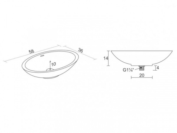 Раковина Riho AVELA OVAL W 58х36х14, F7AN6058361110