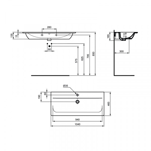 Раковина Ideal Standard CONNECT AIR Vanity, 104 см, E027401