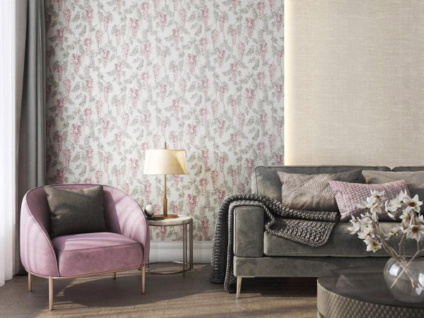 Обои виниловые Kerama Marazzi Эдем мотив, серо-синий, KM5804