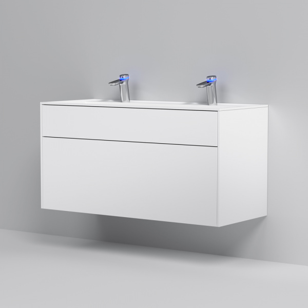 Тумба подвесная под раковину AM.PM INSPIRE V2.0 120 см, 3 ящика, push-to-open, белый матовый, M50AFH