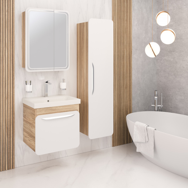 Тумба под раковину Aqua de Marco Сканди, 60 см, 2 ящика, дуб золотой Крафт, 2060CRAFTCSCA/H
