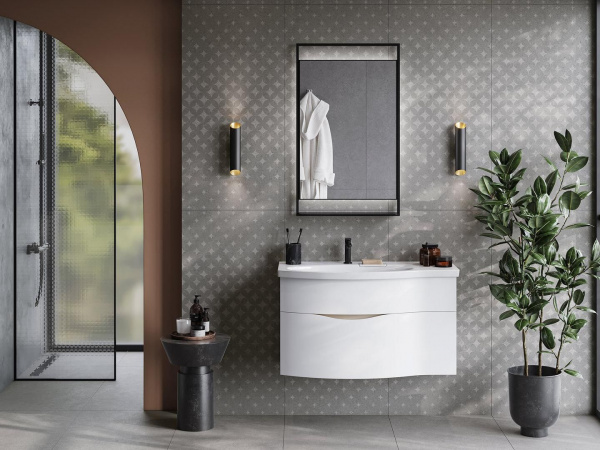 Раковина Kerama Marazzi Riva/Рива мебельная левая с крепежом 100, белая глянцевая, RV.wb.100Lh