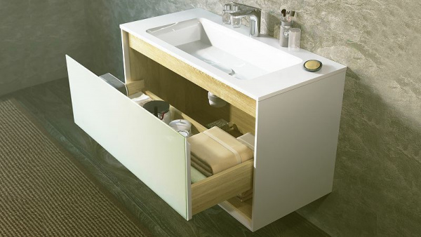 Тумба Jorno Glass 100 подвесной, Gla.01.97/P/W