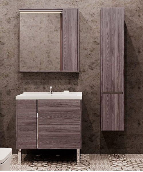 Зеркальный шкаф Акватон Стоун 80 Грецкий орех, 1A228302SXC80