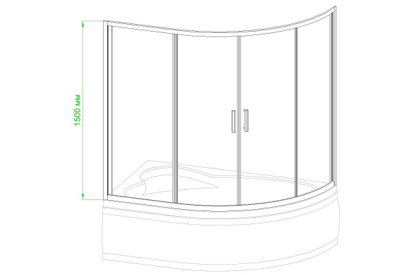 Шторка для ванны Royal Bath 160х100х150 см, матовое  стекло, RB 160ALP-C