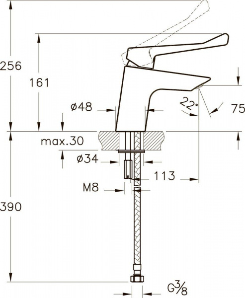 Смеситель для раковины Vitra AquaMed  Solid S, хром, A42484EXP