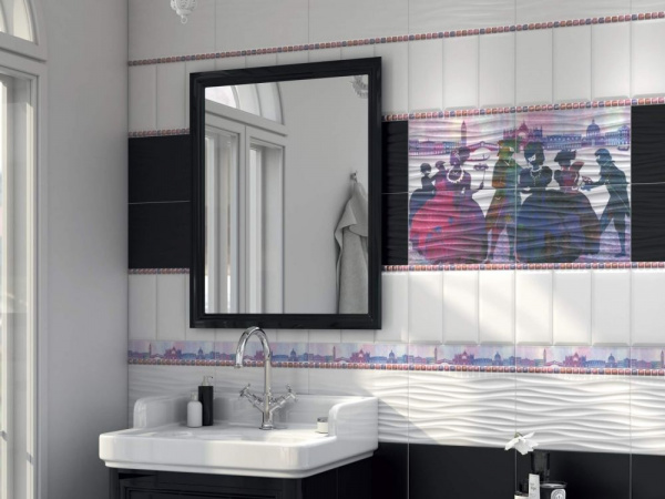 ПЛИТКА керамическая Kerama Marazzi Карнавал в Венеции белый грань 20х9,9 19028