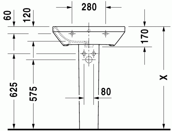 Раковина Duravit Durastyle с переливом 600 х 440 мм, 2319600000