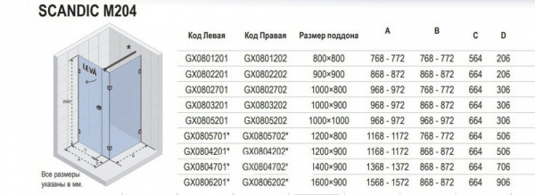 Душевая кабина Riho SCANDIC MISTRAL M204 100x100 R, GX0805202