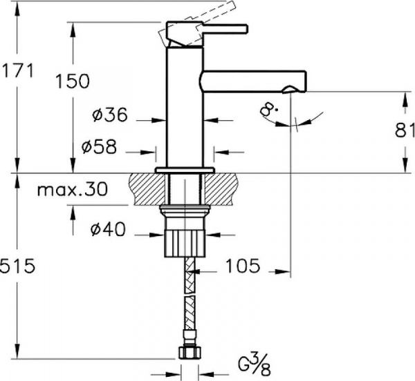 Смеситель для раковины Vitra Origin, черный матовый, A4255536