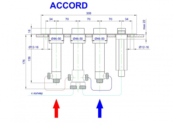 Смеситель  на борт ванны Royal Bath Accord, хром, RB 403
