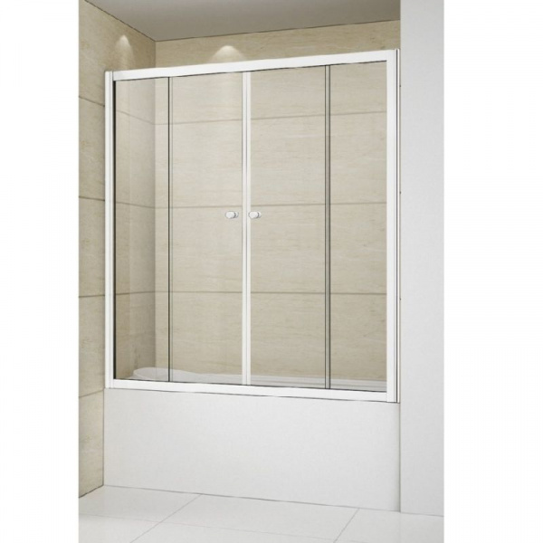 Шторка для ванны Cezares Relax 150*145 см, рифленое стекло, белый профиль, RELAX-VF-2-150/145-P-Bi