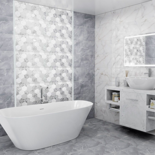 Керамическая плитка настенная Alma Ceramica рельефная Гриджио / Grigio 249*500, TWU09GRG727