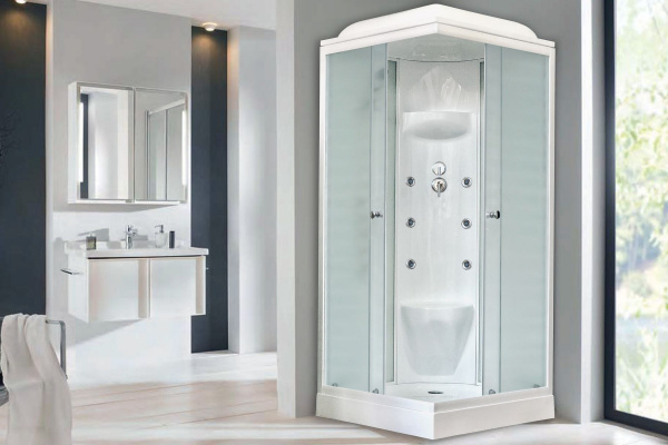 Гидромассажный бокс Royal Bath 80х80х217, белое/матовое стекло, белый профиль, RB 80HP7-WС