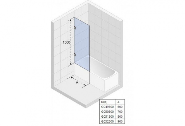 Шторка для ванны Riho SCANDIC S409 70  150х70, GC50300