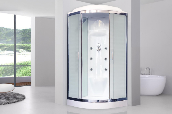 Гидромассажный бокс Royal Bath 90х90х217, белое/матовое стекло, хромированный профиль, RB 90HK7-WС-С
